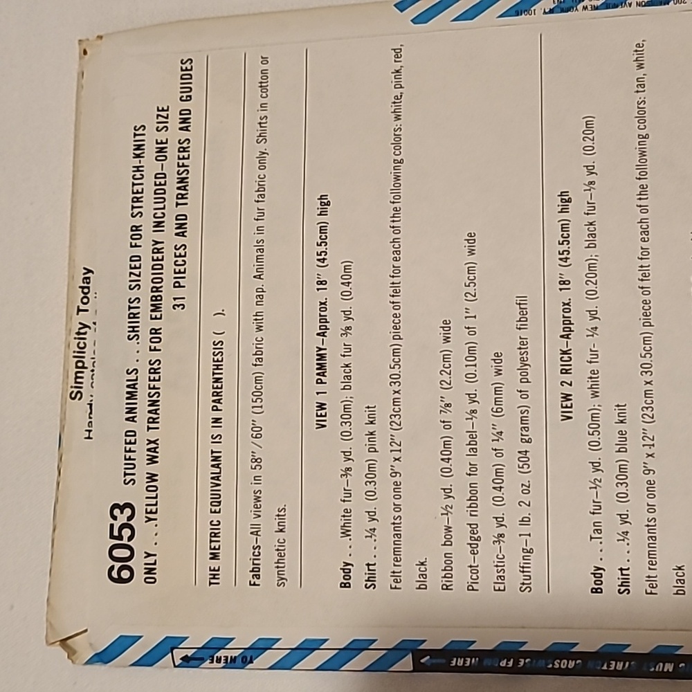 Shirt Tales Simplicity Sewing Patterns 6053 & 6052 Stuffed Toys Shirts - Picture 7 of 12